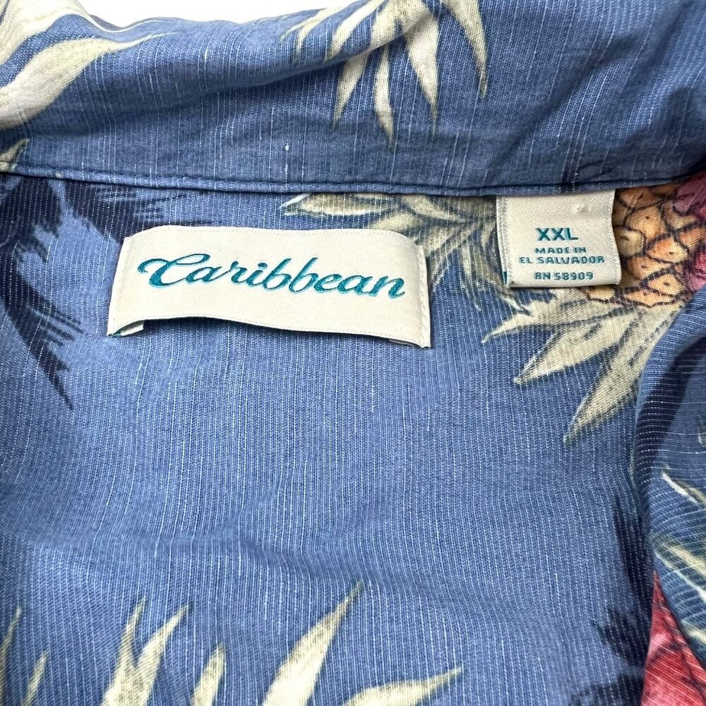 Caribbean Hawaiian Shirt XXL Palm Tree Pineapple Floral Mens Short Sleeve Button - Picture 6 of 11